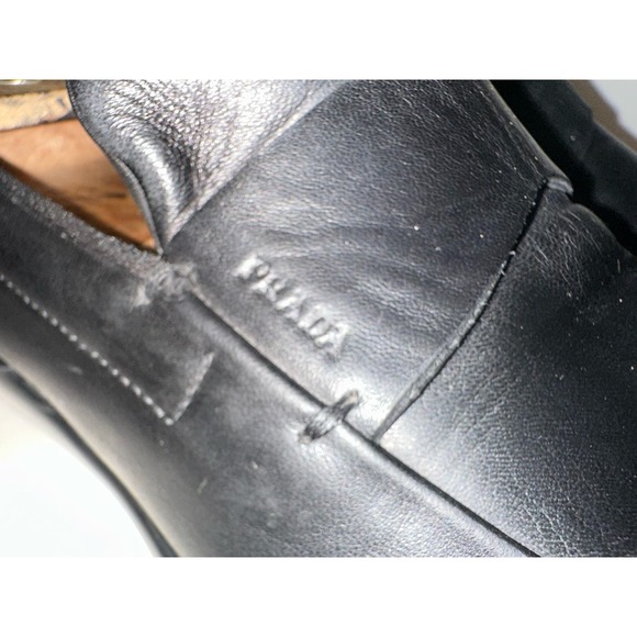 Prada Black leather slide on loafers men black slides US 10.5 - Picture 5 of 14